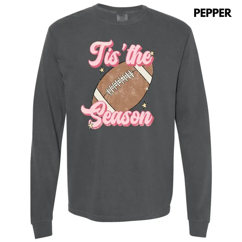 Football Tis The Season Long Sleeve Comfort Colors T-Shirt 'NLB' Hoodie, Sweatshirt | DripVista.com