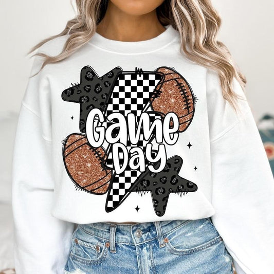 Football , Game Day Football , Retro Checkered Football , Football Mama , Touchdown Season, Leopard Football Coquette Sweatshirt