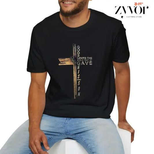 For God so loved the world that He gave His only Son T-Shirt Casual Style Crew Neck Short Sleeve T-Shirt Tops Trendy for Unisex, Perfect Gift