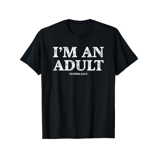 For Summer Outdoor Street I'M AN ADULT Print Men's Casual Short Sleeve Round Neck T-shirt Made in USA