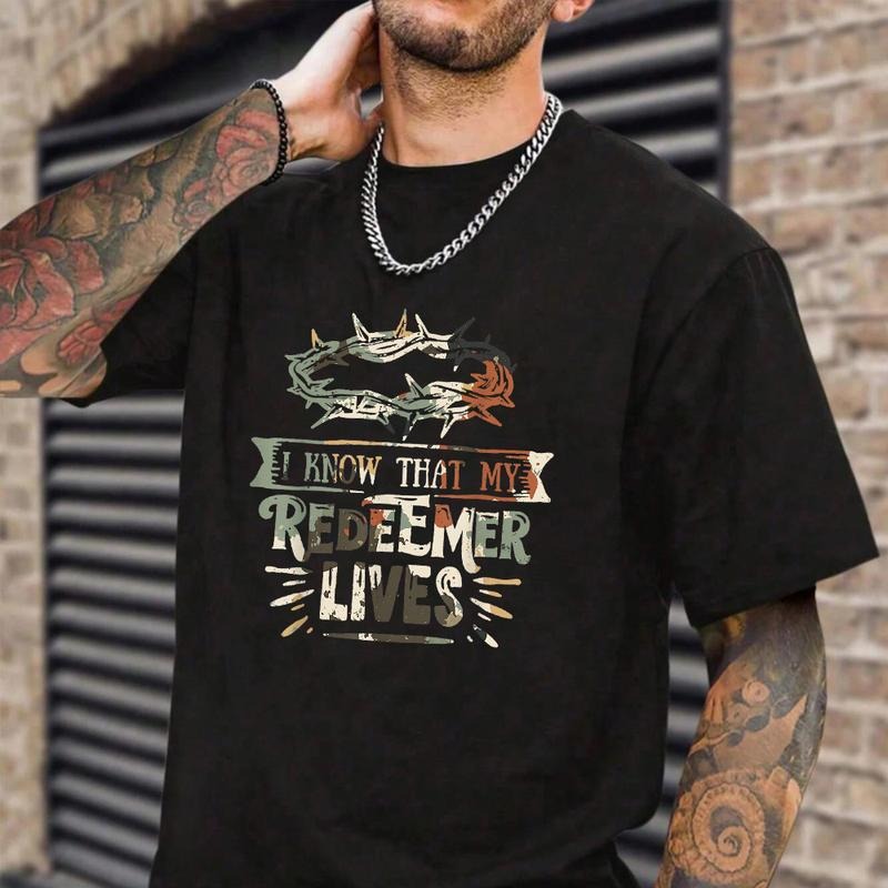For Swoosh Know My Redeemer Lives Tee Pure Cotton Fabric Casual Streetstyle Crew Neck Short Sleeve T-Shirt Trendy Tops...