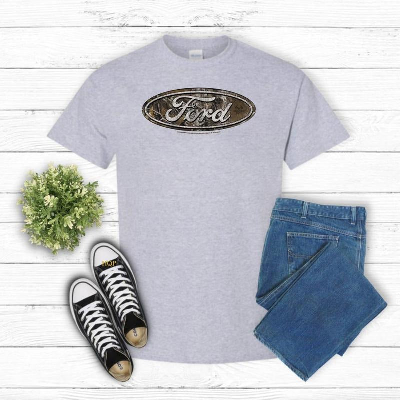 Ford Logo Realtree Camo Logo Gildan-Unisex T-Shirt Cotton Fabric