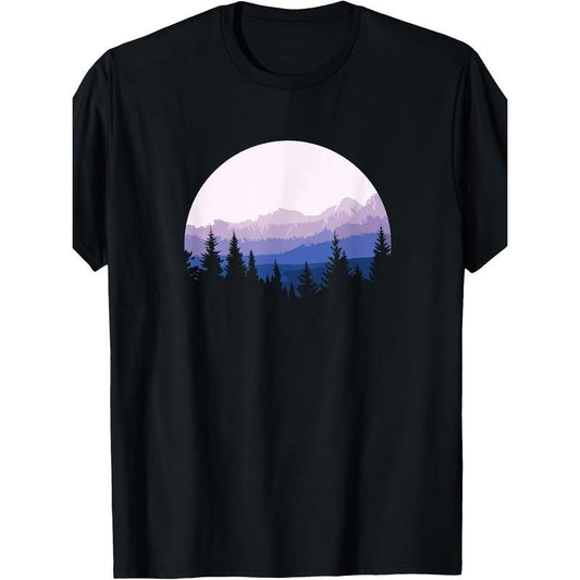 Forest Landscape Mountain Silhouette T-shirt Made in USA