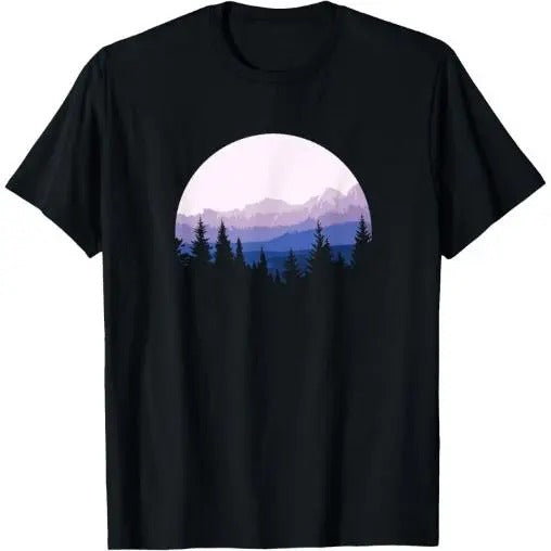 Forest Scene Mountain Silhouette T-Shirt Made in USA Hoodie, Sweatshirt | DripVista.com