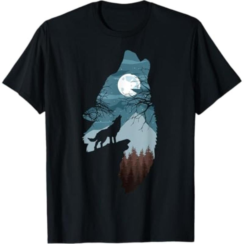 Forest with Full-Moon Gunpla brand Cliff FOG Silhouette Howling Wolf T-Shirt Comfy Menswear Hoodie, Sweatshirt