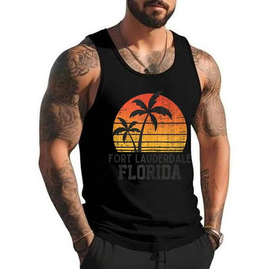 Fort Lauderdale Florida Retro Palms And Sunshine FL Summer Unisex Tank Top, Cotton, Size S-3XL