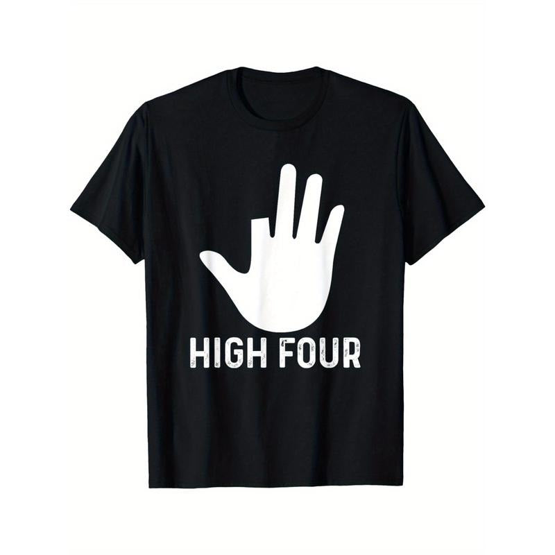 Four - Funny Cut Off Finger Amputated Missing Finger Unique Look Men's Short Sleeve Round Neck Tee with Classic Pure...