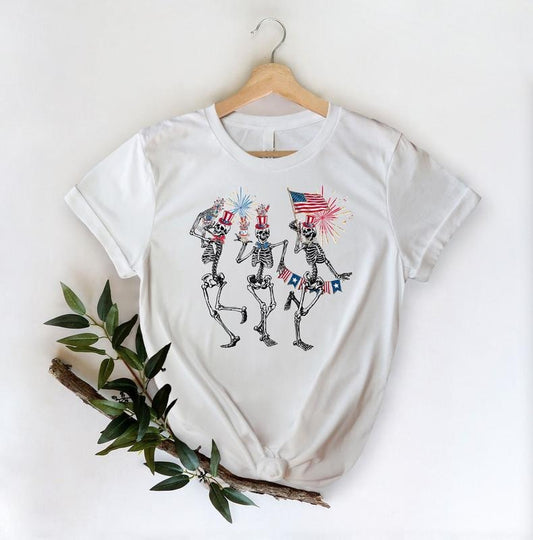 Fourth Of July Shirt 4th Of July Skeleton Dancing Shirt Funny 4th Of July Shirt Skellies Shirt American Flag Shirt Usa Shirt
