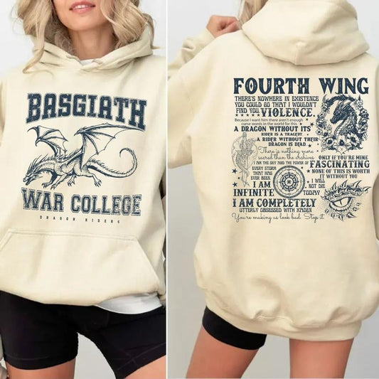 Fourth Wing 4 Legs Dragon Sweatshirt, Basgiath War College Shirt, Dragon Rider Shirt, Book Lover Shirt, Fourth Wing College, Bookish Pullover Tee