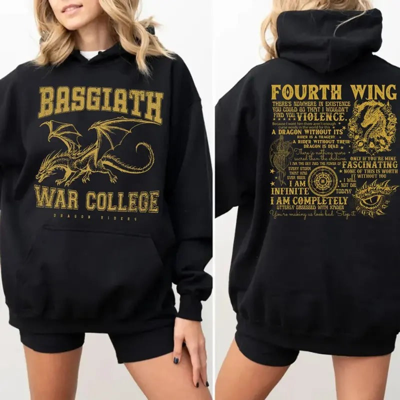 Fourth Wing 4 Legs Dragon Sweatshirt, Dragon Rider Shirt, Basgiath War College Shirt, Bookish Sweater, Book Lover, Fourth Wing College Pullover Tee
