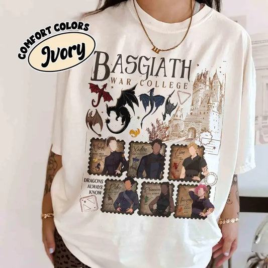 Fourth Wing Basgiath War College Shirt, Xaden Riorson Violet Sorrengail Shirt, Dragon Rider Apparel, Onyx Storm Book Inspired