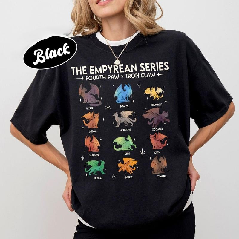 Fourth Wing Cats Shirt, Fantasy Cat Shirt, Basgiath War College T-Shirt, Bookish Gift for Readers TDVRI