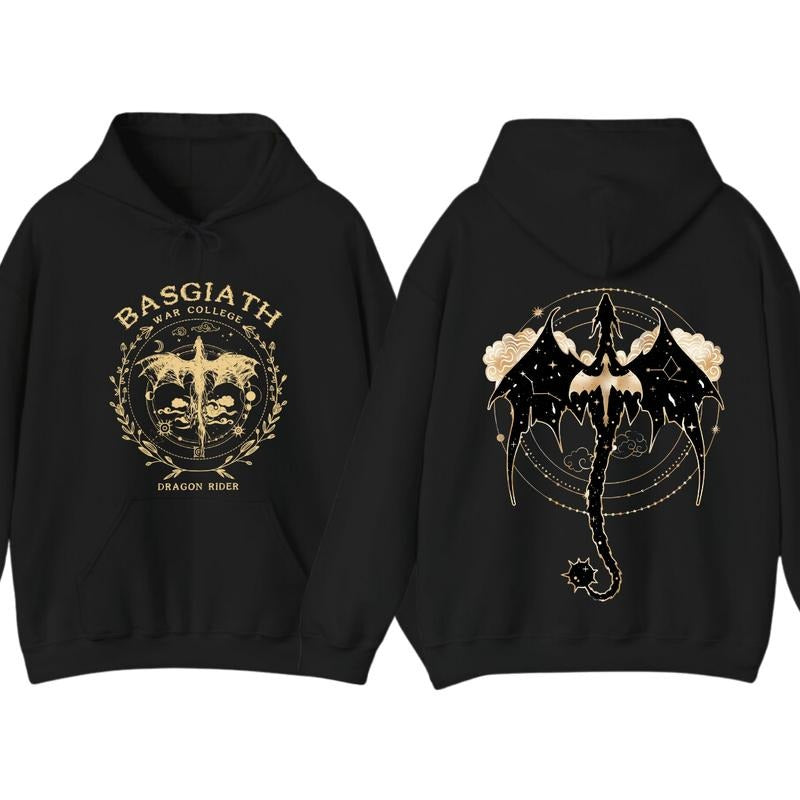 Fourth Wing Double Sided Hoodie Sweatshirt T-Shirt, Basgiath War College 2 Sided Shirt War College Gift Daily Outfit...