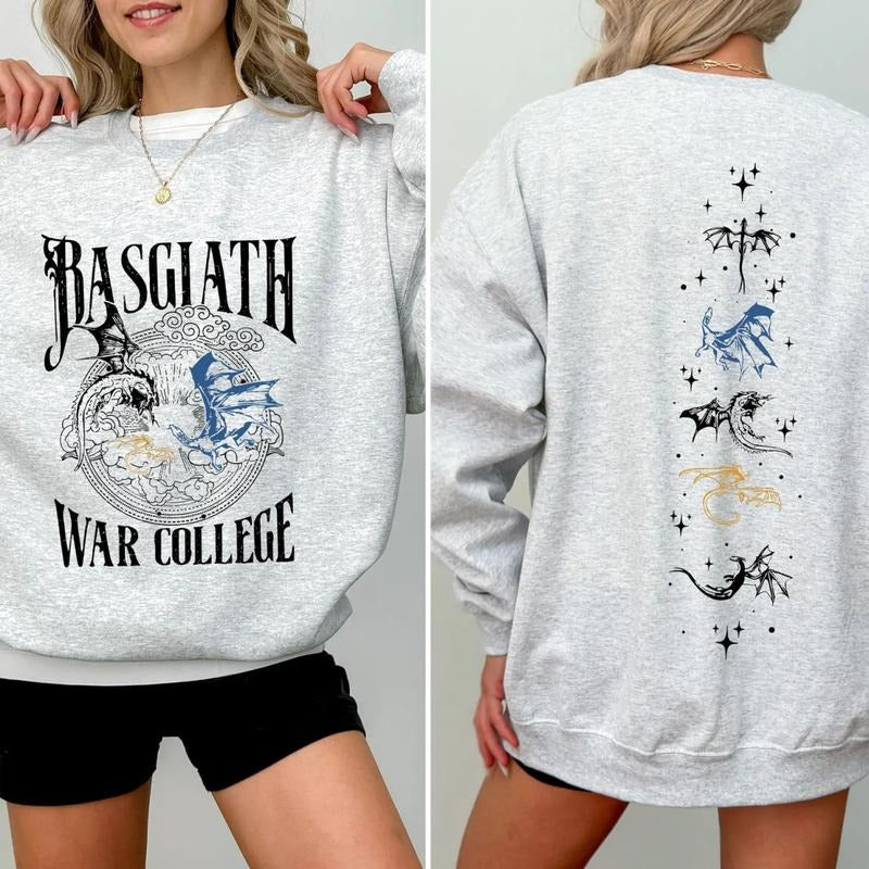Fourth Wing Double-Sided Sweater, Basgiath War College Sweatshirt, Fourth Wing Shirt, Dragon Rider Shirt, Bookish Shirt,...