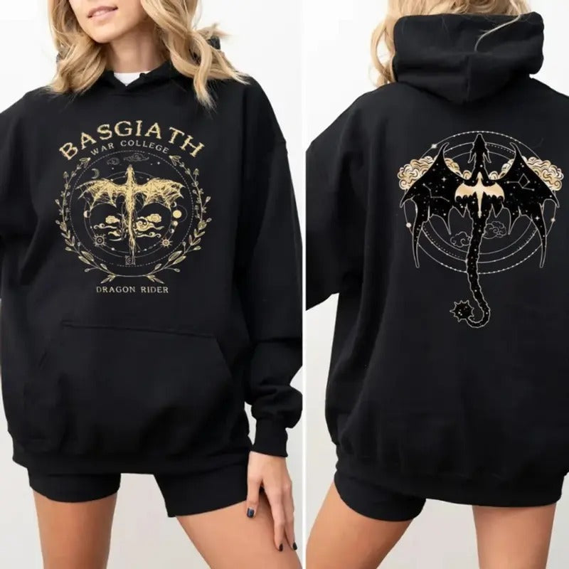 Fourth Wing Double Sided Sweatshirt Hoodie, Basgiath War College Shirt, War College Gift Daily Outfit,Casual Clothing, Unisex Sweater Pullover Tee