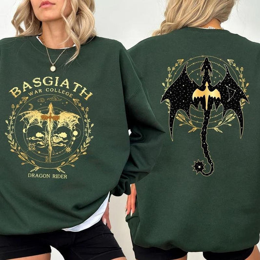 Fourth Wing Double Sided Sweatshirt, Basgiath War College Hoodie, Basgiath War College Gift, Dragon Rider Bookish, Unisex Sweater Pullover Tee