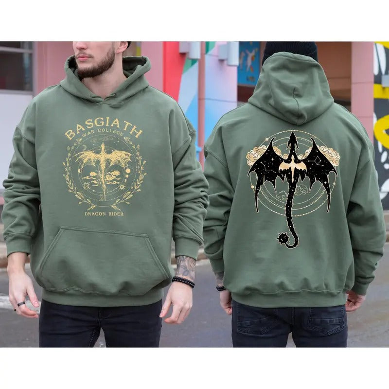 Fourth Wing Double-Sided Sweatshirt, Basgiath War College Hoodie, Basgiath War College Gift, Fourth Wing Sweatshirt, Bookish Dragon Rider Classic Cotton