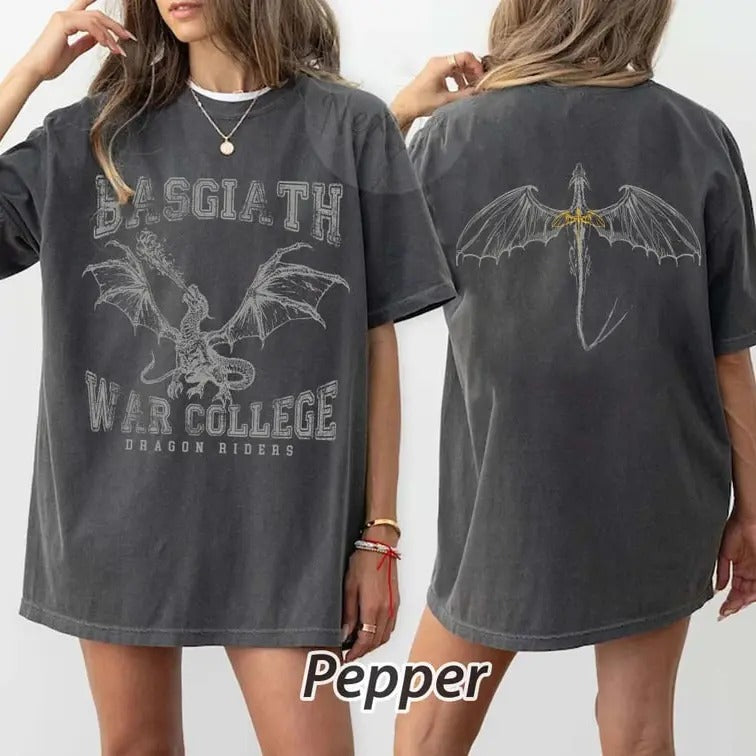 Fourth Wing Double-Sided T-Shirt, Basgiath War College Shirt, Fourth Wing Shirt, Dragon Rider Shirt, Bookish Shirt, The...