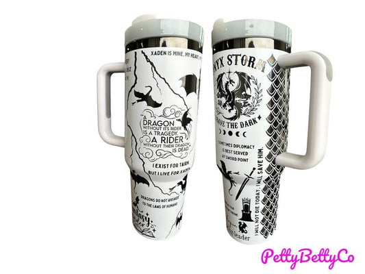 Fourth Wing Dragon Rider Tumbler | Onyx Storm | Xaden & Tairn Quotes | Fantasy Book Lover Gift | 40oz Laser-Engraved Insulated Mug Drinkware Flasks