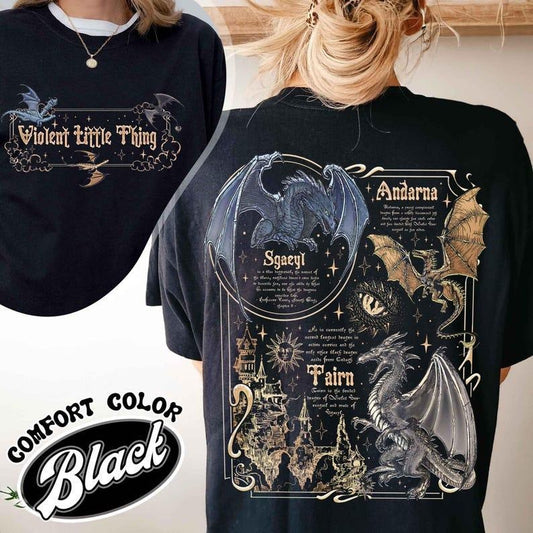 Fourth Wing Dragon Shirt, Dragon Rider Violent Little Thing, Tairn & Andarna Dragon TShirt, Basgiath War College Shirt, Book Lover Shirt