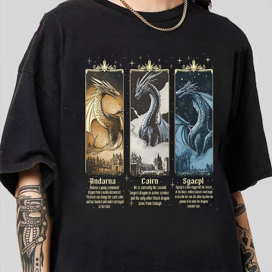 Fourth Wing Dragon Shirt, Sgaepl & Andarna and Cairn Sweatshirt, Basgiath War College Tee, Dragon Rider Hoodie