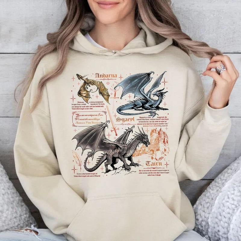 Fourth Wing Dragon Shirt, Tairn & Andarna Dragon, Basgiath War College Tee, Dragon Rider Sweatshirt, Bookish Gift For Readers Pullover Tee