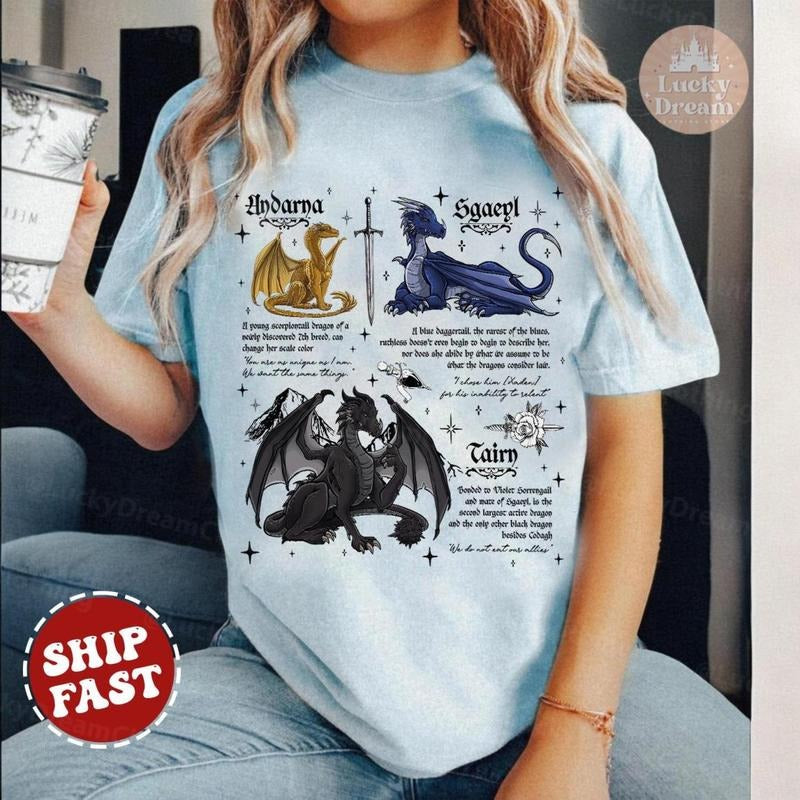 Fourth Wing Dragon Shirt, Tairn & Andarna TShirt, Basgiath War College Tee, Dragon Rider Shirt, Bookish Gift for Readers, Fantasy