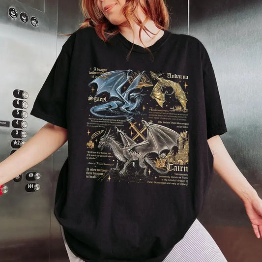 Fourth Wing Dragon Shirt, Tairn Andarna Sgaeyl Dragon T Shirt, Dragon Rider Tee, Basgiath War College Crewneck, Bookish Gift for Reader