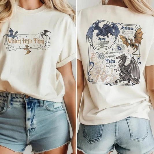 Fourth Wing Dragon Sweatshirt, Dragon Rider Violent Little Thing, Tairn & Andarna Dragon Tshirt, Basgiath War College Shirt,Book Lover Shirt, Unisex Sweater Pullover Tee