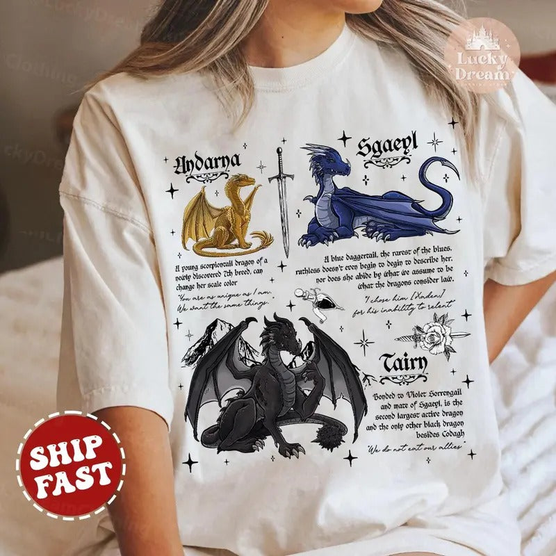 Fourth Wing Dragon T-Shirt, Tairn & Andarna TShirt, Basgiath War College Tee, Dragon Rider Shirt, Bookish Gift for Readers, Fantasy reader