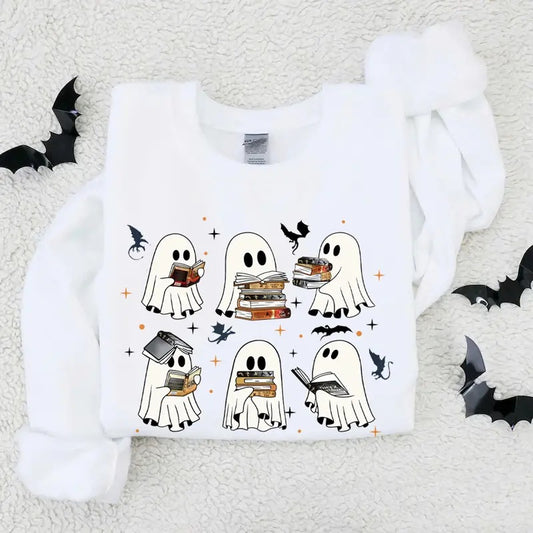 Fourth Wing Ghost Halloween Sweatshirt, Basgiath War College Ghost Reading T-Shirt, Fourth Wing Halloween Sweatshirt, Booking Ghost Reading Tee Shirt, Ghost Reading Fourth Wing Shirt Menswear Hoodie Tops Pullover style 02