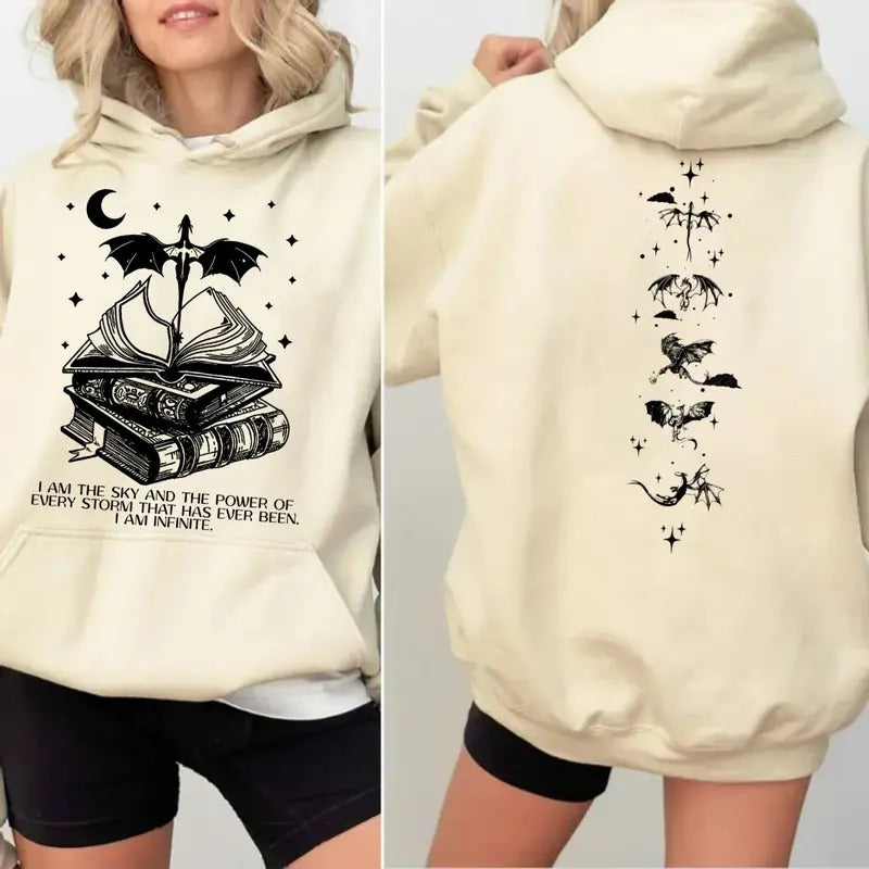 Fourth Wing Hooded Sweatshirt Riorson Hoodie Shadow Daddy Bookish Gift, Fourth Wing Double Sided Sweater, Dragon Rider Bookish Bookworm Tee