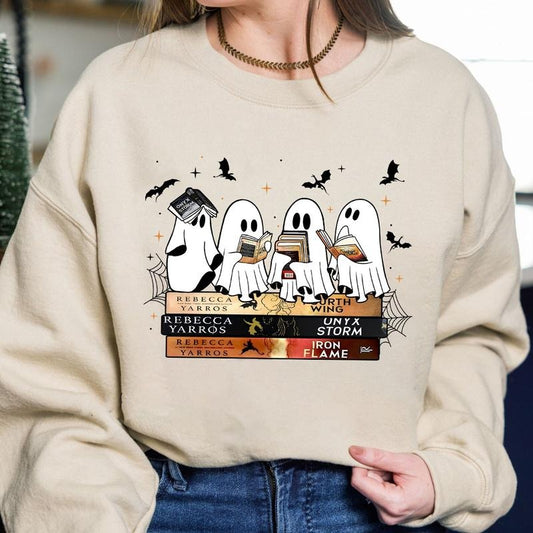 Fourth Wing Onyx Storm Ghost Shirt, Fourth Wing Spooky Ghost Shirt, Bookish Ghost, Fourth Wing Halloween