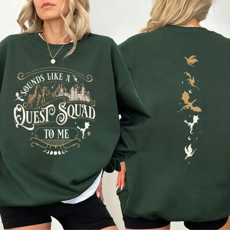 Fourth Wing Quest Squad 2 Sides Shirt, Ridoc Dragon Rider T Shirt, Onyx Storm Riorson House Tee, Gift For Book Lover Bookworm Sweater Pullover Tee