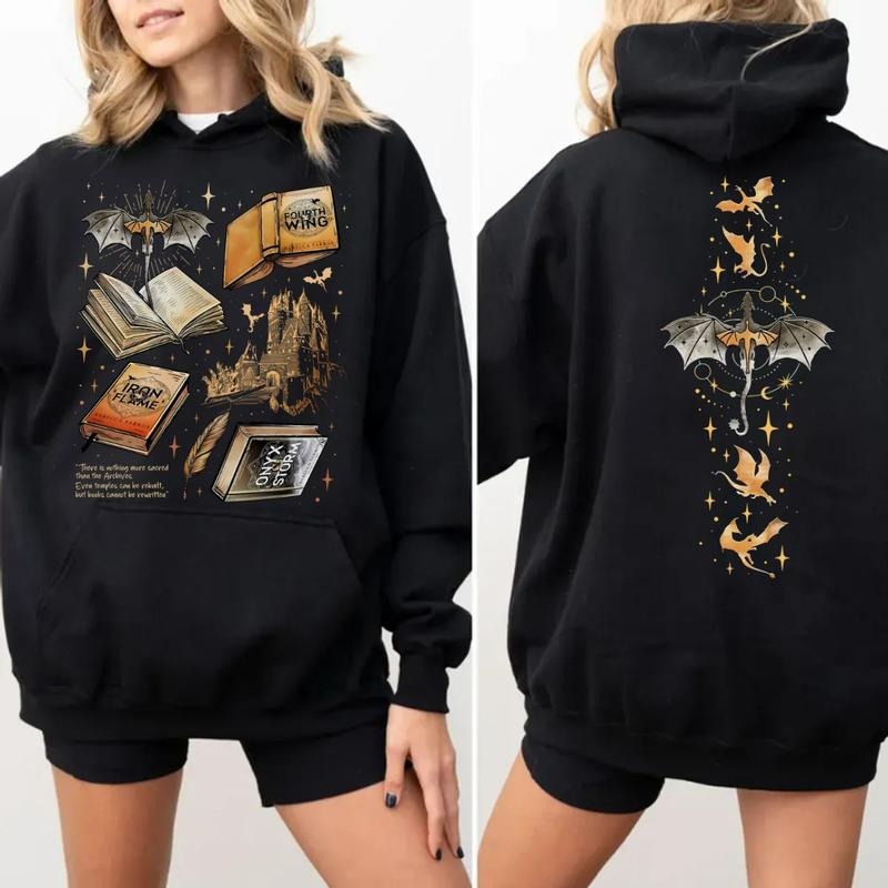 Fourth Wing Series Two Sided Sweatshirt For Fans, War College Crewneck, Dragon Rider Hoodie, Book Merch Gift , Unisex Sweater Pullover Tee