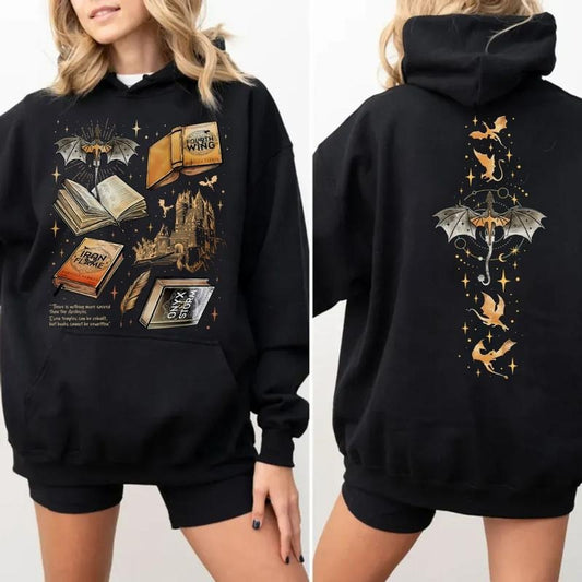 Fourth Wing Series Two Sided Sweatshirt For Fans, War College Crewneck, Dragon Rider Hoodie, Book Merch Gift , Unisex Sweater Pullover Tee
