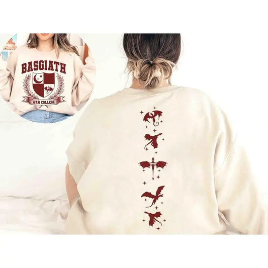 Fourth Wing Two Sided Sweatshirt, Basgiath War College Shirt, Dragon Rider, Xaden Riorson, Empyrean Series, Fourth Wing, Violet Sorrengail