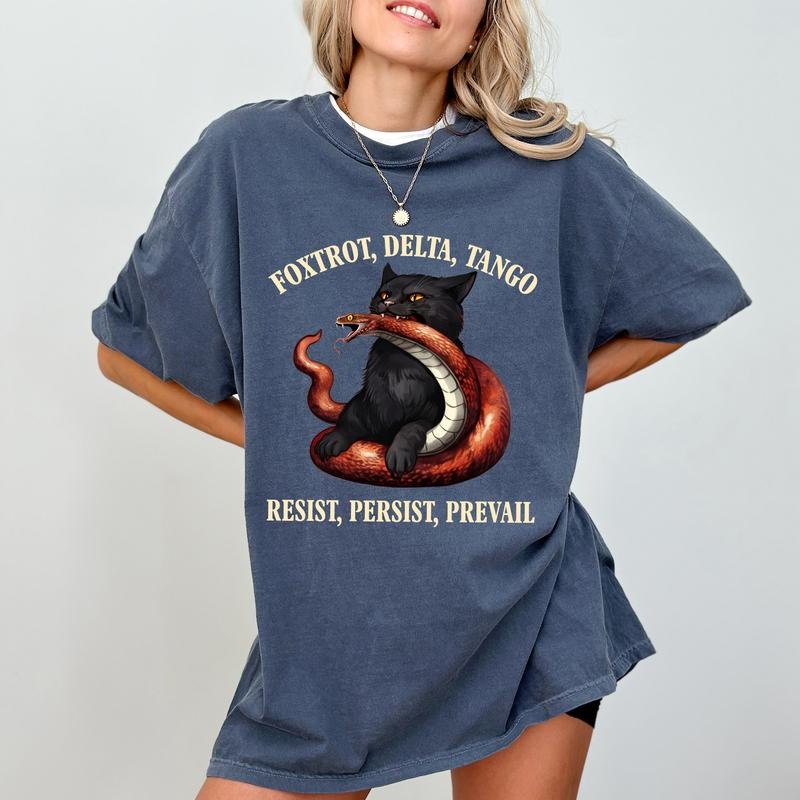 Foxtrot Delta Tango Comfort Colors Shirt, Resist Persist Prevail T-shirt, Subtle FDT Graphic Tee, Sarcastic Cat Ladies Clothing, Feminist Outfits