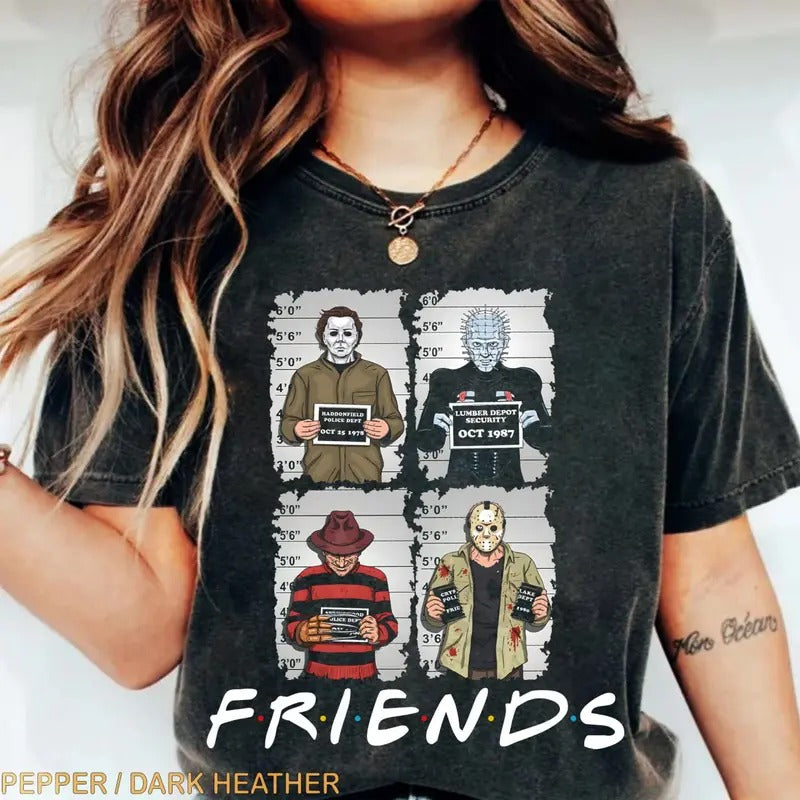 Fr1ends H0rror Movies Sweatshirt, Fr1ends Halloween Shirt, H0rror Movie Characters Shirt