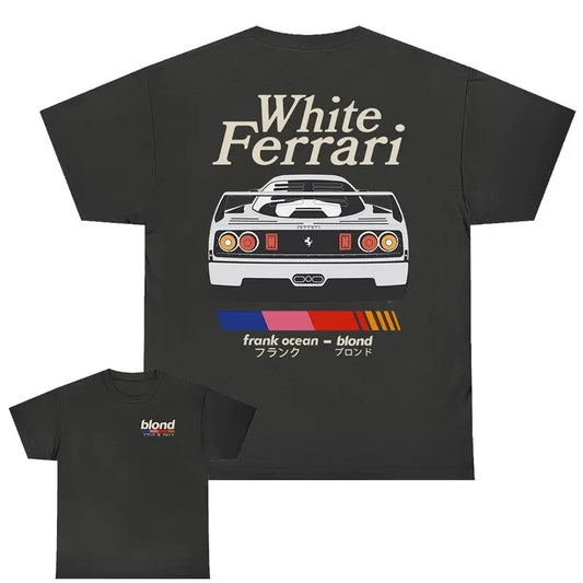 Fraank Ocean Bloond White Feerrari Both Sides Unisex T-Shirt Fabric Menswear