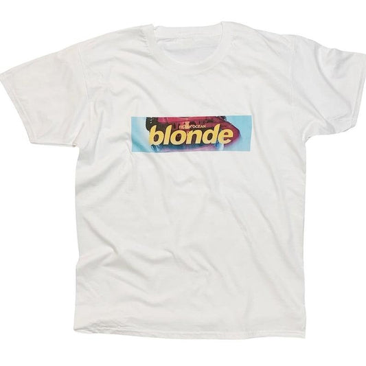 Frank 0cean Blond Hand Made T-Shirt With Minimalist Box Logo Print
