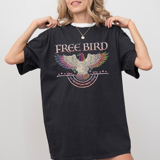 Free Bird Tshirt, Old School Band T-shirt, Retro Music Shirt, Rock Band Tee, Oversized Trendy Shirts Top Womenswear