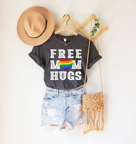 Free Mom Hugs Shirt, Pride Mom Shirt, Gay Pride Shirt, LGBTQ Shirt, Pride Heart Shirt, Lesbian Shirt, LGBTQ Support Tee, Pride Graphic Tees