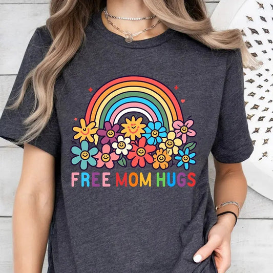 Free Mom Hugs T-Shirt, Proud Mom Apparel, Rainbow Gay Pride T-Shirt, Lgbtq Proud Parent Shirt, Equality Gifts, Rainbow Heart Shirt,Proud Tee style 04