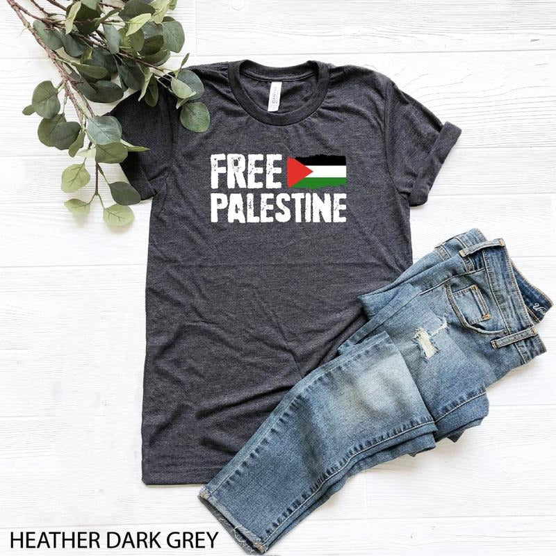 Free Palestine - Shirt, Palestine Flag Crewneck, Palestine Shirt, Stand With Palestine Shirt, Unisex T-Shirt, Gifts For Men Women, Short Sleeve Tee Shirt, Gifts For Birthday Fathers Day Christmas Anniversary