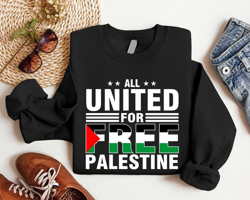 Free Palestine Sweatshirt, Palestine Flag Sweater, We Are All United Hoodie, Save Gaza Hoodie, Human Rights Long Sleeve, Unisex Equality Hoodie, End War Sweater, Freedom For Palestine Sweater.