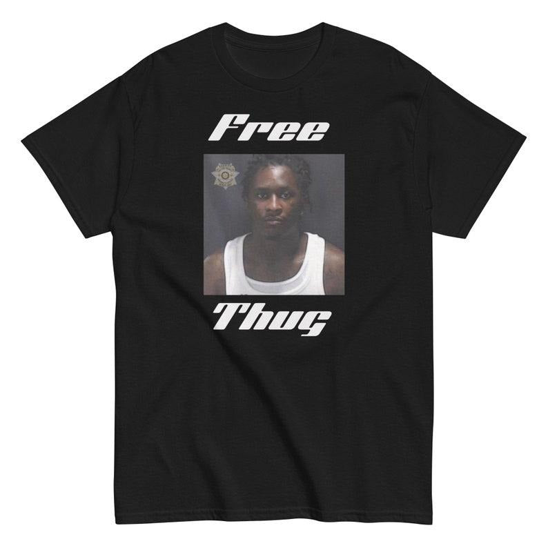 Free Young Thug tee Shirt FREE THUGGER Young Thug Rapper Mugshot Tee Hoodie, Sweatshirt | DripVista.com
