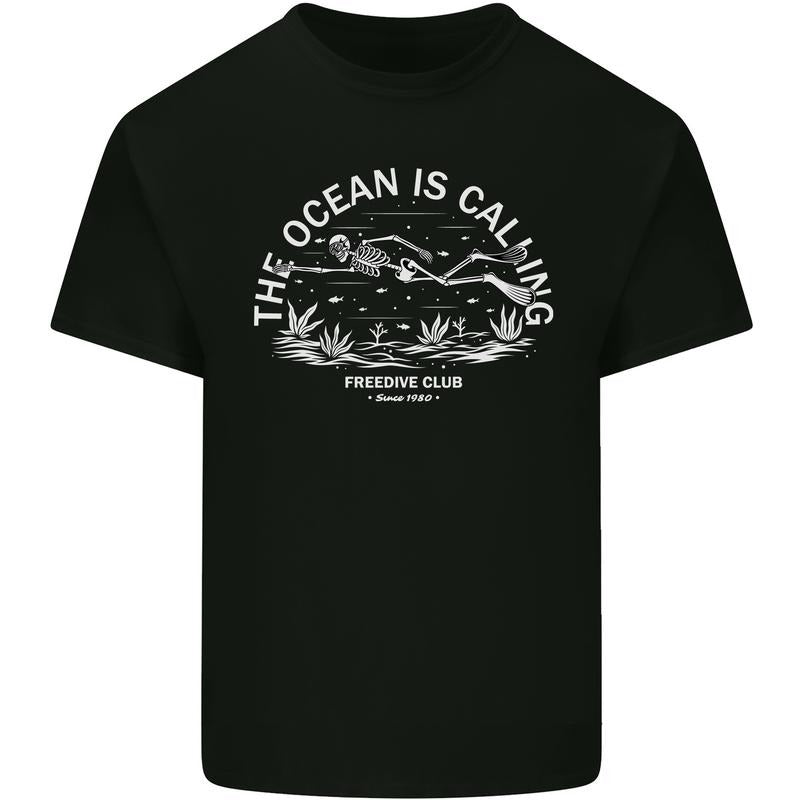 Freediving Funny Skull Scuba Diving Diver Mens Cotton T-Shirt Tee Top Made in USA Hoodie, Sweatshirt | DripVista.com