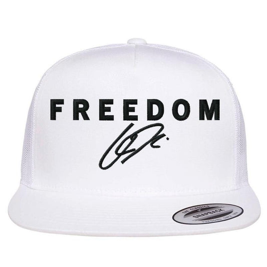 Freedom Charlie Kirk Signature Tribute Faith USA Christian Embroidery Flat Bill Trucker Hat
