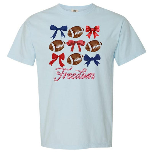 Freedom Footballs & Bows Comfort Colors T-Shirt